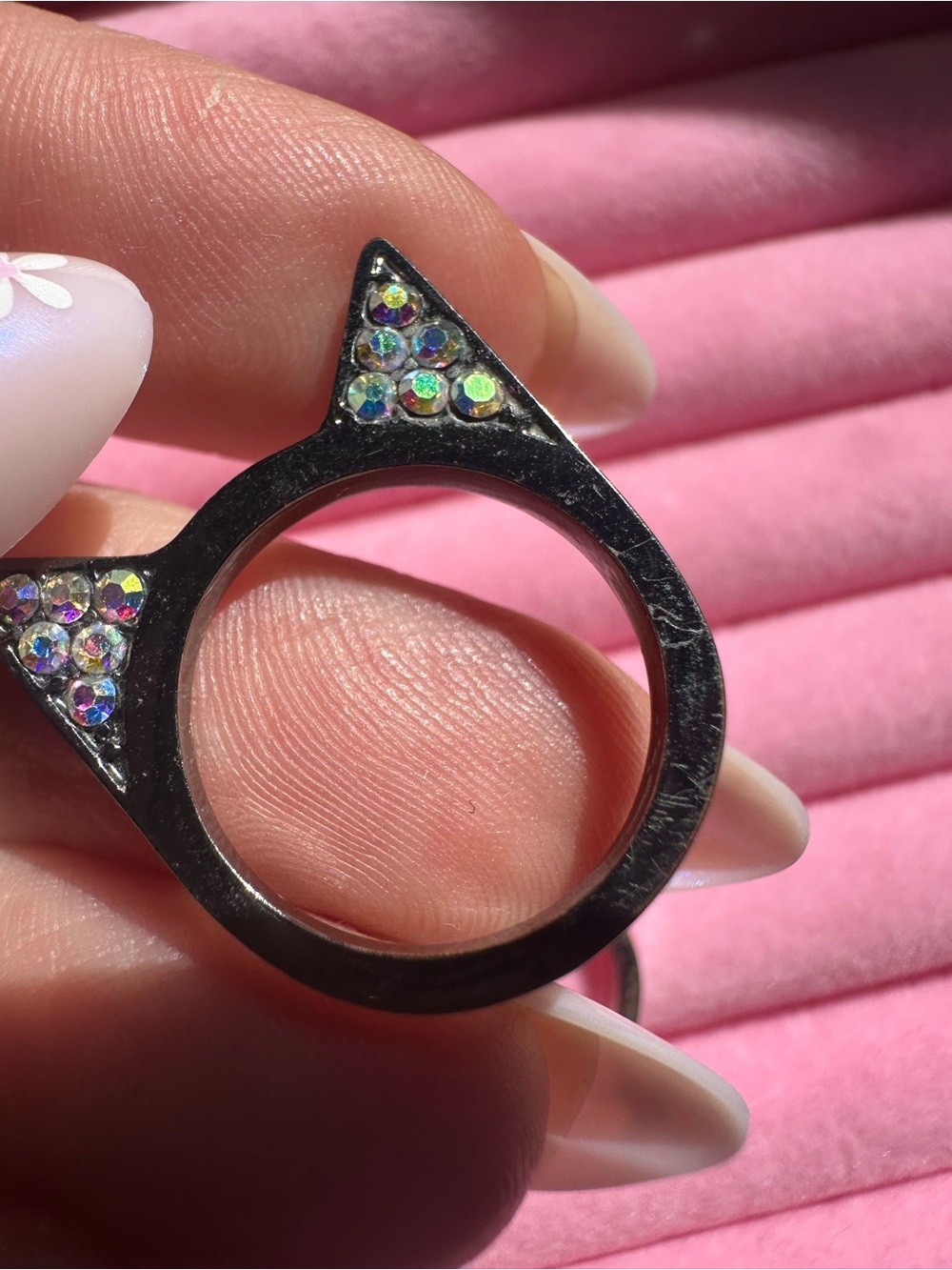 Prism • Iridescent Rhinestone Cat Ear Rings - Picture 13 of 17